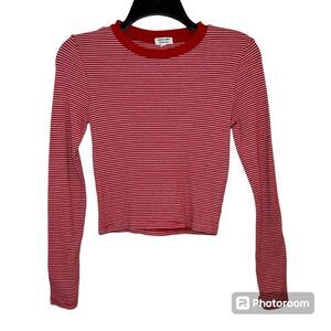 Heart & Hips Red Striped Cropped Long Sleeve Top Size Small